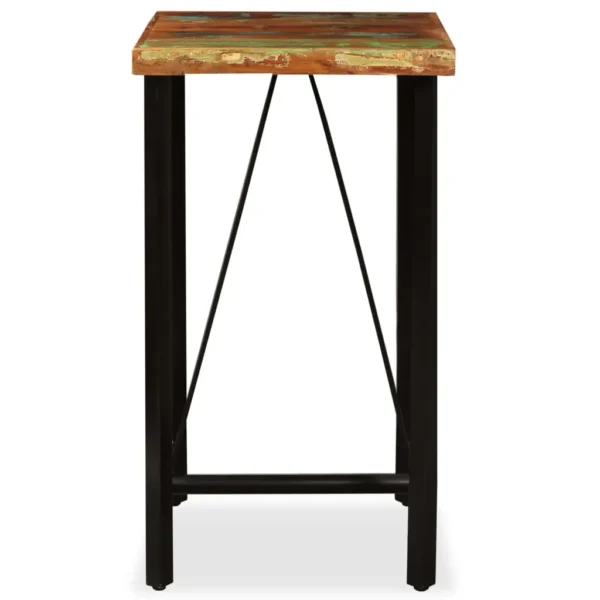 Bar Table Multicolored with black legs Reclaimed wood and steel - Image 2