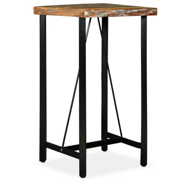 Bar Table Multicolored with black legs Reclaimed wood and steel - Image 6
