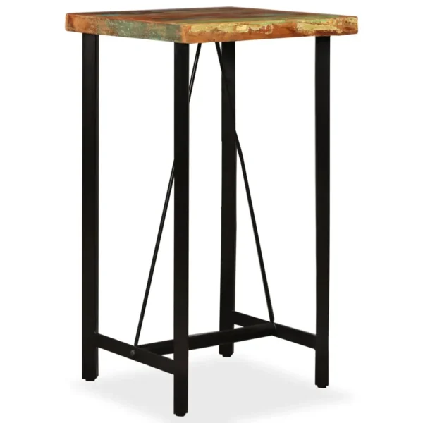 Bar Table Multicolored with black legs Reclaimed wood and steel - Image 7