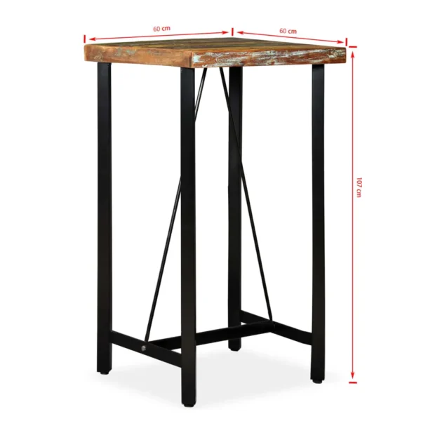 Bar Table Multicolored with black legs Reclaimed wood and steel - Image 8
