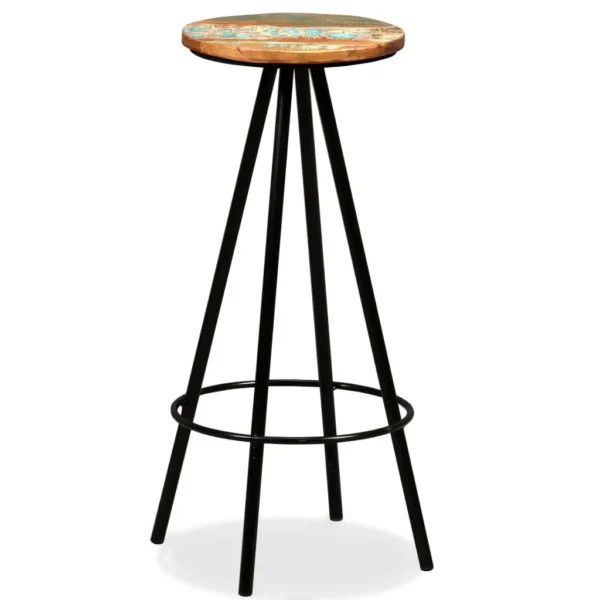 Bar Stool Set of 4 Varied Reclaimed Wood Standard Industrial - Image 8