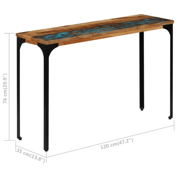 Console Table Multicolour Reclaimed wood, Powder-coated steel - Image 10