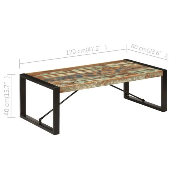 Coffee Table Multicolor Solid Reclaimed Wood 47.2 in long Durable - Image 6