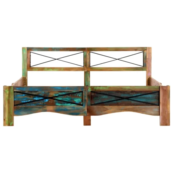 vidaXL Bed Frame Multicolor Solid Reclaimed Wood 63x79 in Durable - Image 3