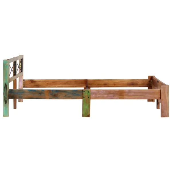 vidaXL Bed Frame Multicolor Solid Reclaimed Wood 63x79 in Durable - Image 5