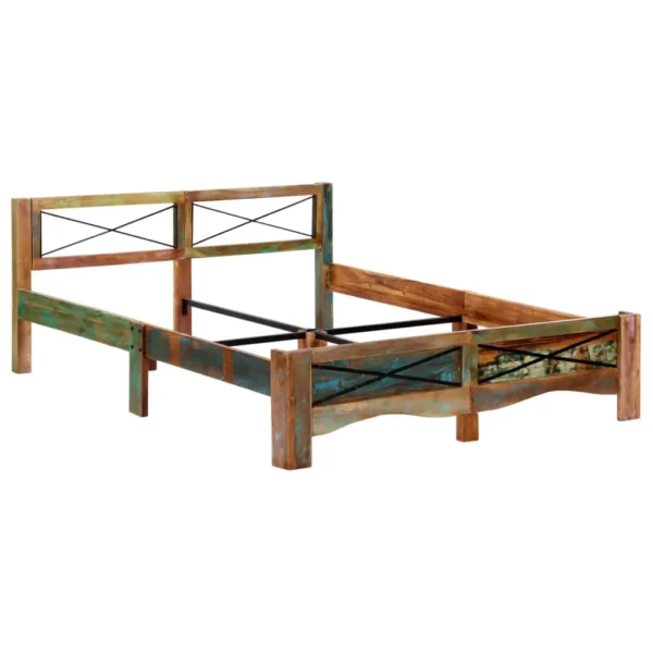 vidaXL Bed Frame Multicolor Solid Reclaimed Wood 63x79 in Durable - Image 10