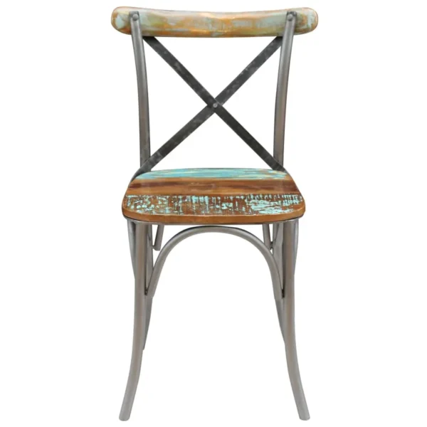 Dining Chair Set of 6 Multicolor Reclaimed wood and steel - Image 8