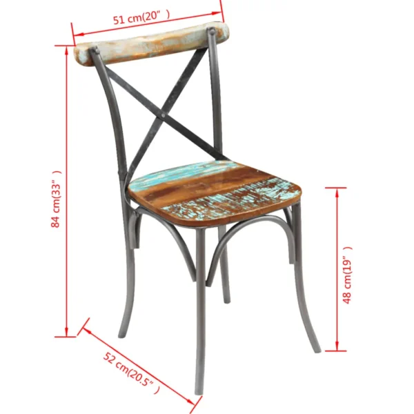 Dining Chair Set of 6 Multicolor Reclaimed wood and steel - Image 9