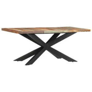  Dining Table Varied wood colors and black legs Reclaimed wood