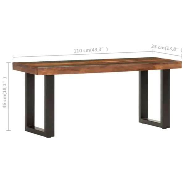 vidaXL Bench Brown and black Solid reclaimed wood, powder-coated steel - Image 7
