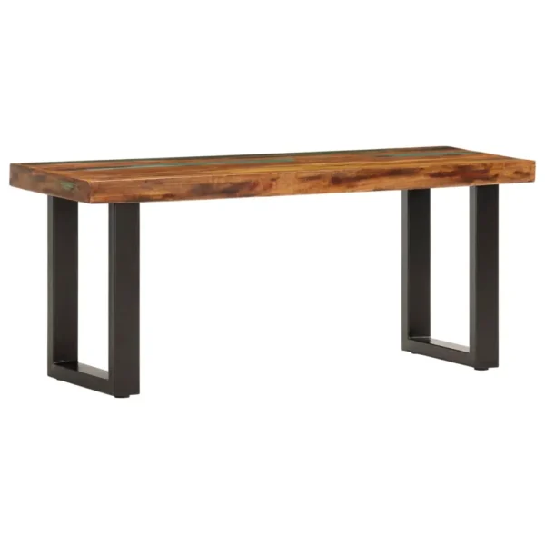 vidaXL Bench Brown and black Solid reclaimed wood, powder-coated steel - Image 8