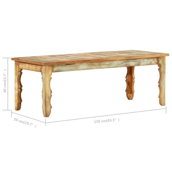  Coffee Table Multicolour Reclaimed wood 43.3x19.7x15.7 in Durable - Image 4