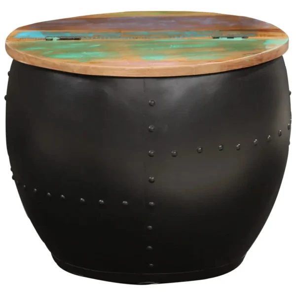 vidaXL Coffee Table Multicolour Solid Reclaimed Wood, Steel 20.9x16.9 in - Image 2