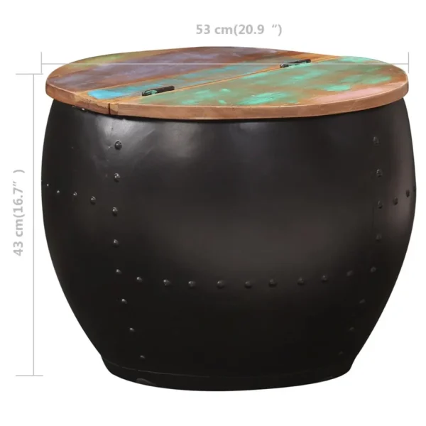 vidaXL Coffee Table Multicolour Solid Reclaimed Wood, Steel 20.9x16.9 in - Image 7