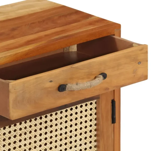 vidaXL Bedside Cabinet Multicolor Solid reclaimed wood, natural cane, MDF - Image 5
