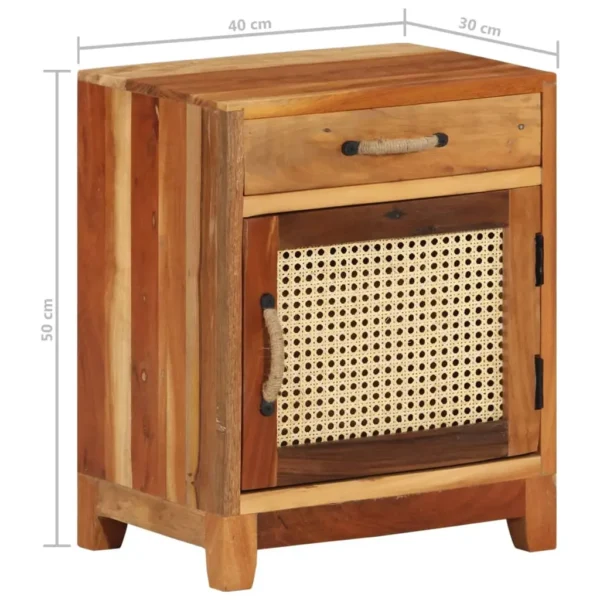 vidaXL Bedside Cabinet Multicolor Solid reclaimed wood, natural cane, MDF - Image 8