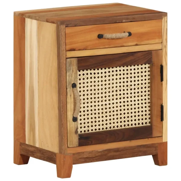 vidaXL Bedside Cabinet Multicolor Solid reclaimed wood, natural cane, MDF - Image 10