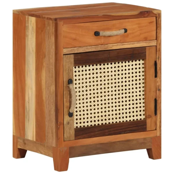 vidaXL Bedside Cabinet Multicolor Solid reclaimed wood, natural cane, MDF - Image 11
