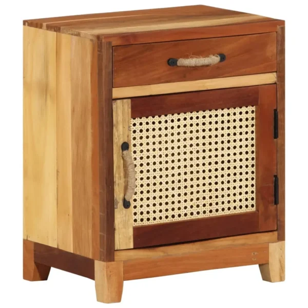 vidaXL Bedside Cabinet Multicolor Solid reclaimed wood, natural cane, MDF - Image 12