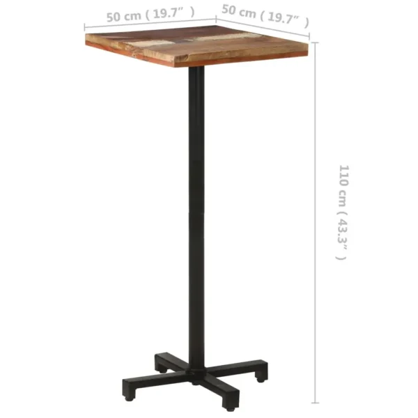  Bistro Table Mixed Color Solid Reclaimed Wood 19.7x19.7 in - Image 6