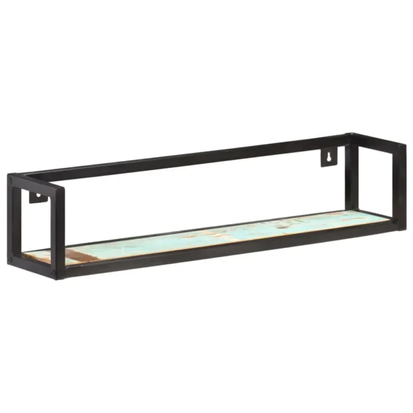 vidaXL Wall Shelf Set of 2 Mixed Color Solid Reclaimed Wood, Iron Medium - Image 2