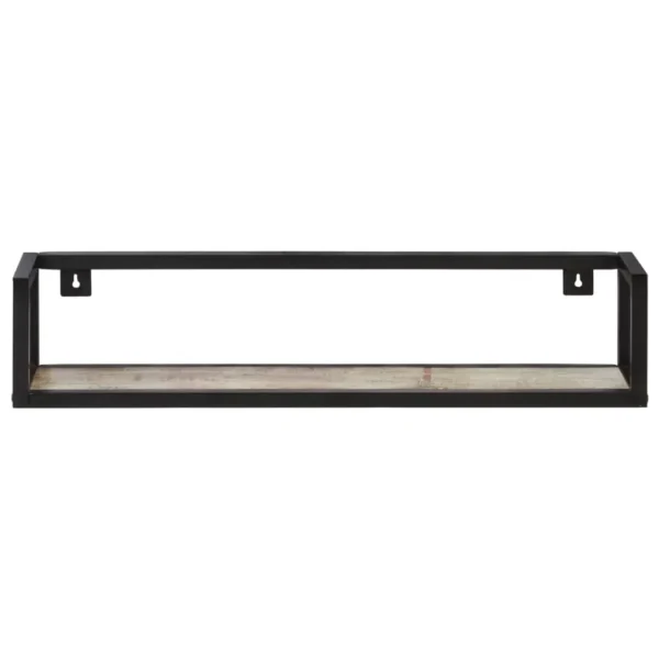 vidaXL Wall Shelf Set of 2 Mixed Color Solid Reclaimed Wood, Iron Medium - Image 3