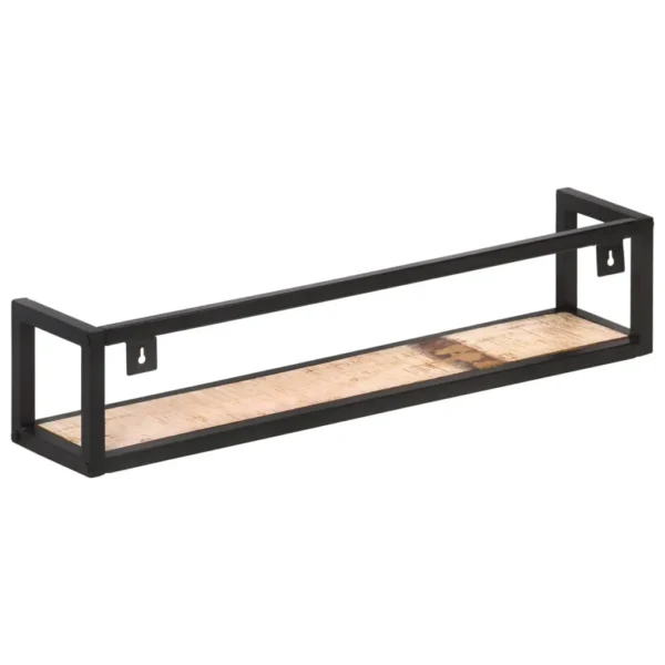 vidaXL Wall Shelf Set of 2 Mixed Color Solid Reclaimed Wood, Iron Medium - Image 4