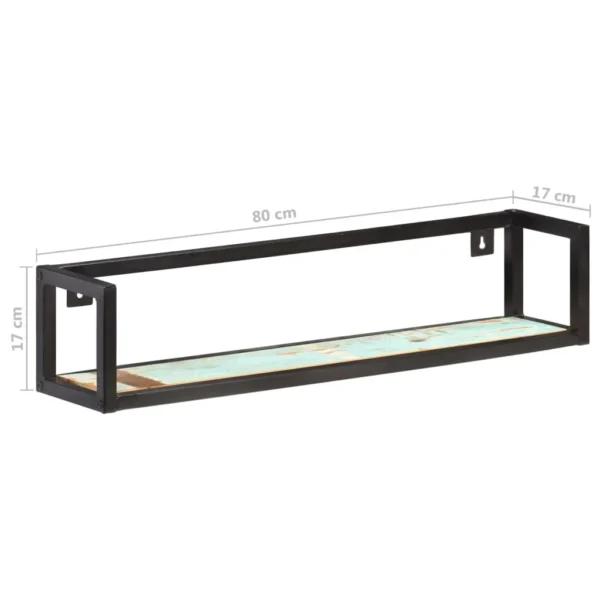 vidaXL Wall Shelf Set of 2 Mixed Color Solid Reclaimed Wood, Iron Medium - Image 7