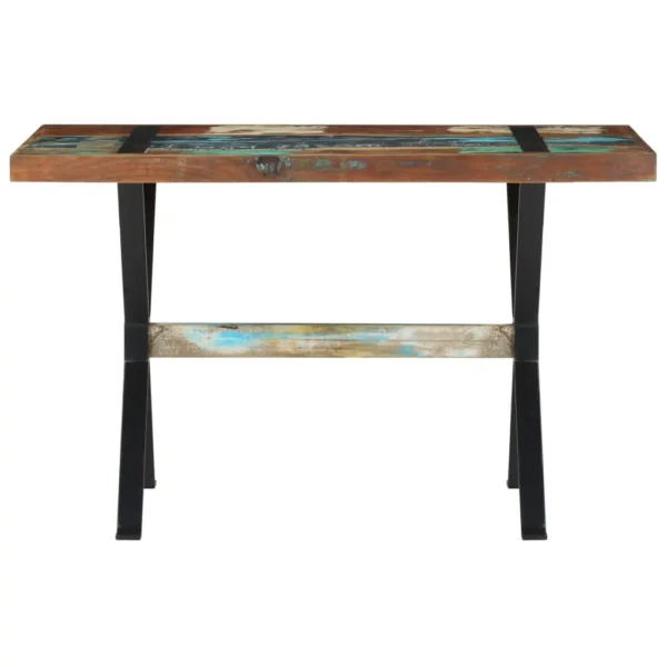 vidaXL Dining Table Multicolor Solid reclaimed wood and steel Medium - Image 2