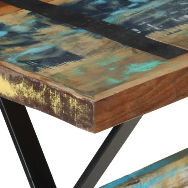 vidaXL Dining Table Multicolor Solid reclaimed wood and steel Medium - Image 5