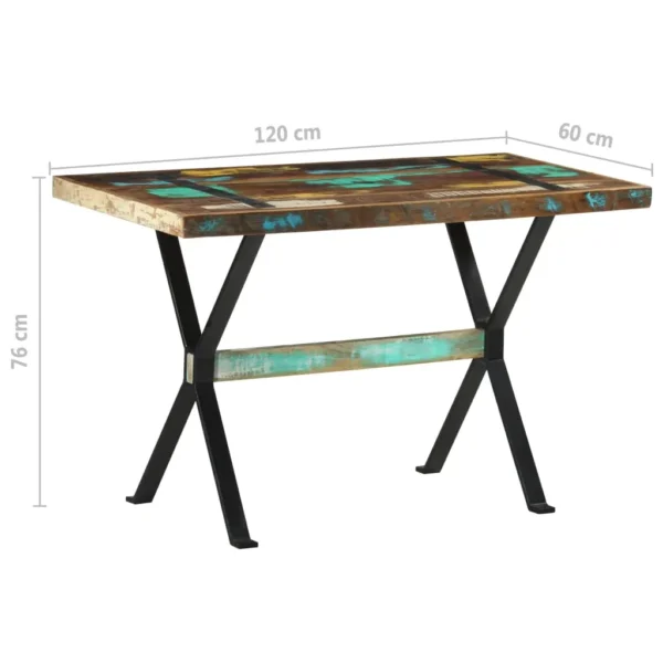 vidaXL Dining Table Multicolor Solid reclaimed wood and steel Medium - Image 7