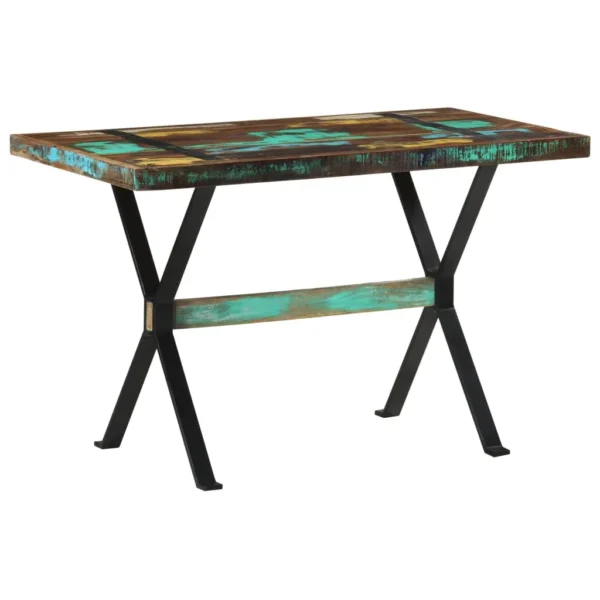 vidaXL Dining Table Multicolor Solid reclaimed wood and steel Medium - Image 8