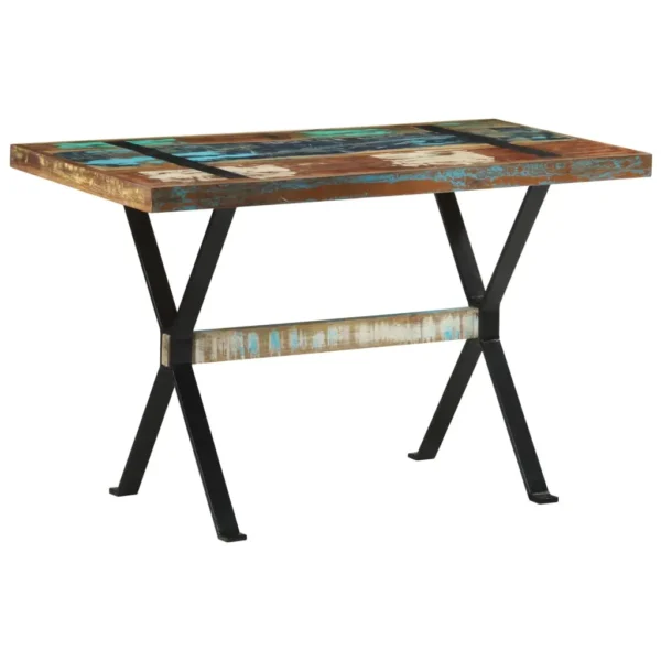 vidaXL Dining Table Multicolor Solid reclaimed wood and steel Medium - Image 11