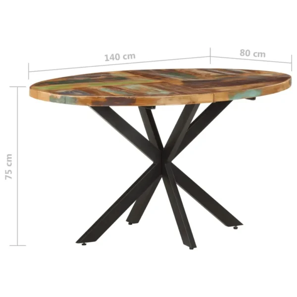  Dining Table Multicolor Solid Reclaimed Wood Medium Durable - Image 5