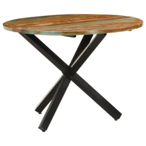 Dining Table Multicolor Solid reclaimed wood, Powder-coated steel