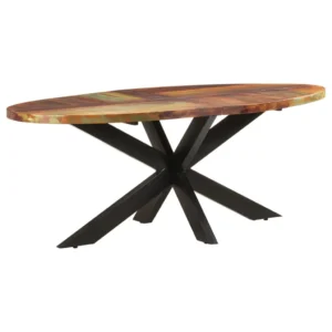 Dining Table Brown Solid reclaimed wood, powder-coated steel