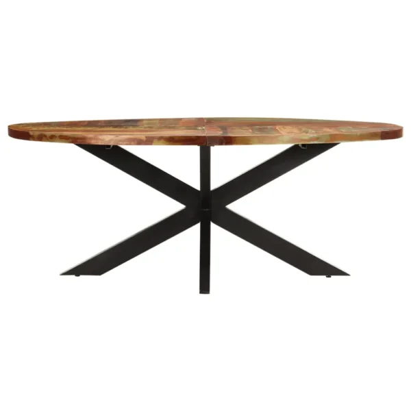 Dining Table Brown Solid reclaimed wood, powder-coated steel - Image 2