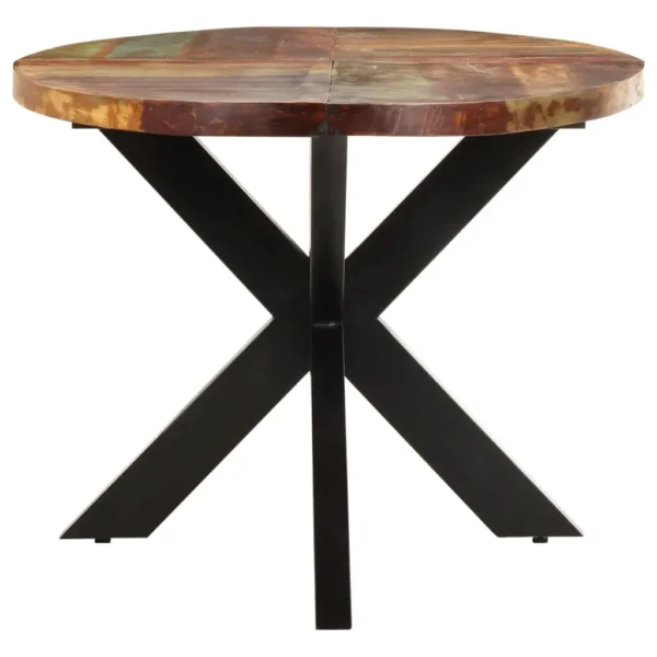 Dining Table Brown Solid reclaimed wood, powder-coated steel - Image 3