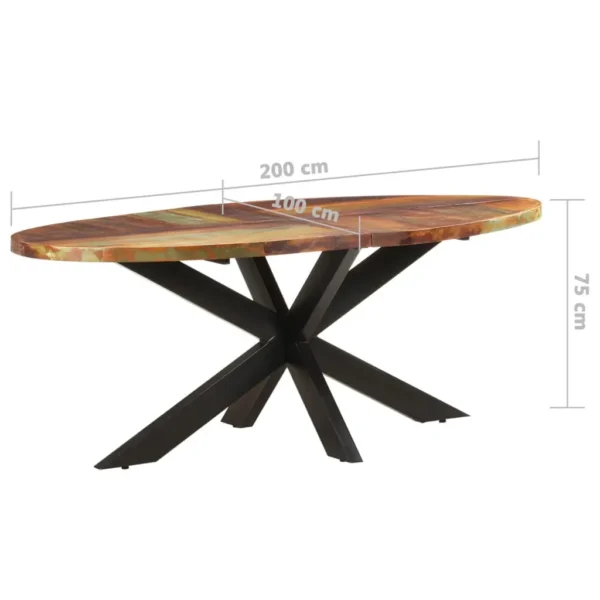 Dining Table Brown Solid reclaimed wood, powder-coated steel - Image 6