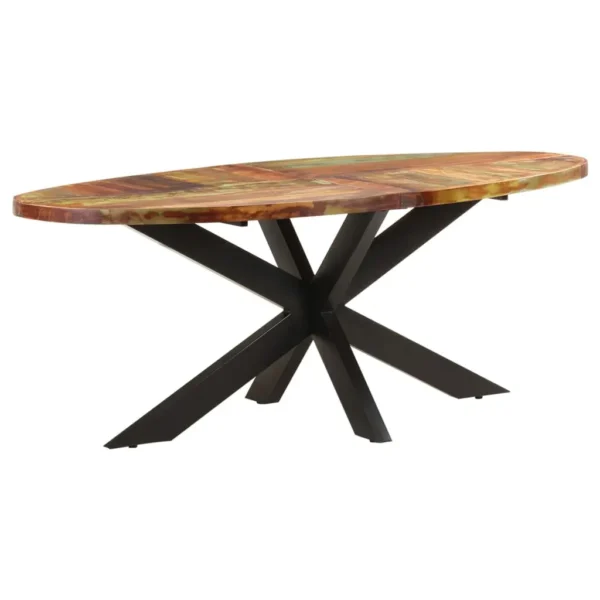 Dining Table Brown Solid reclaimed wood, powder-coated steel - Image 8