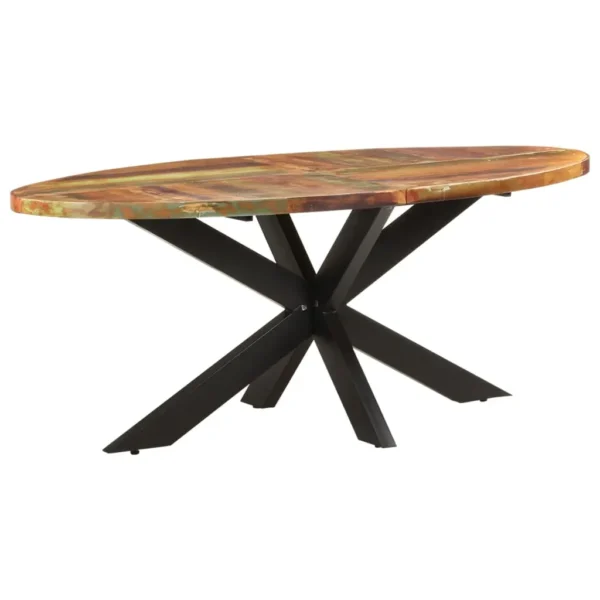 Dining Table Brown Solid reclaimed wood, powder-coated steel - Image 9