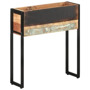 Planter Natural wood, Black Solid reclaimed wood, Powder-coated steel