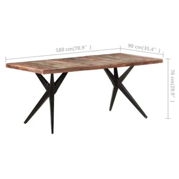 vidaXL Dining Table Mixed color Solid reclaimed wood 70.9x35.4x29.9 in - Image 6