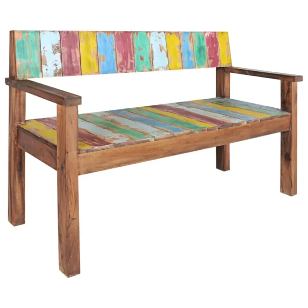 vidaXL Bench Multicolour Solid reclaimed wood (teak, mango, pine, beech) - Image 8