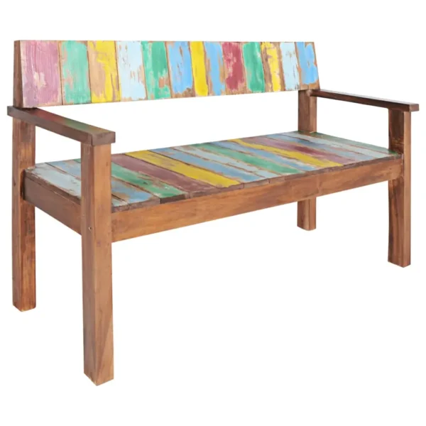vidaXL Bench Multicolour Solid reclaimed wood (teak, mango, pine, beech) - Image 9