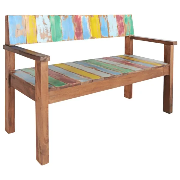 vidaXL Bench Multicolour Solid reclaimed wood (teak, mango, pine, beech) - Image 10