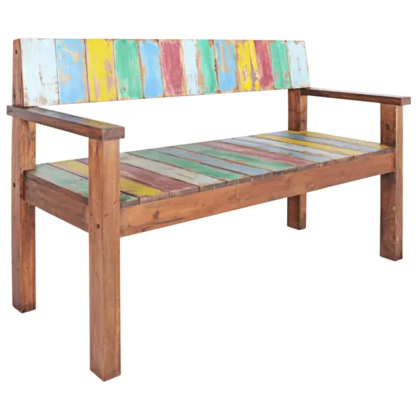 vidaXL Bench Multicolour Solid reclaimed wood (teak, mango, pine, beech) - Image 11