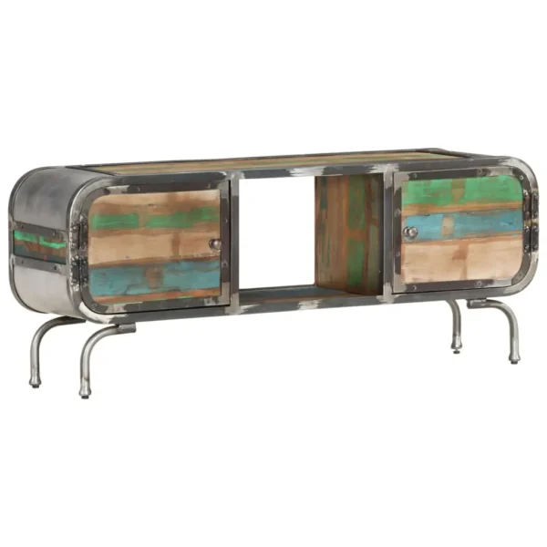 TV Cabinet Multicolor Solid Reclaimed Wood, Iron Medium