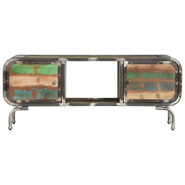 TV Cabinet Multicolor Solid Reclaimed Wood, Iron Medium - Image 2