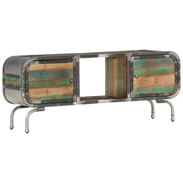 TV Cabinet Multicolor Solid Reclaimed Wood, Iron Medium - Image 10